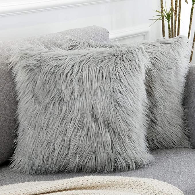 549 GRAY Faux Fur Pillow	