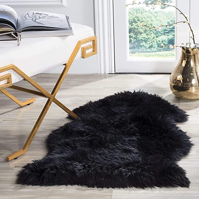 266 Black faux fur rug	