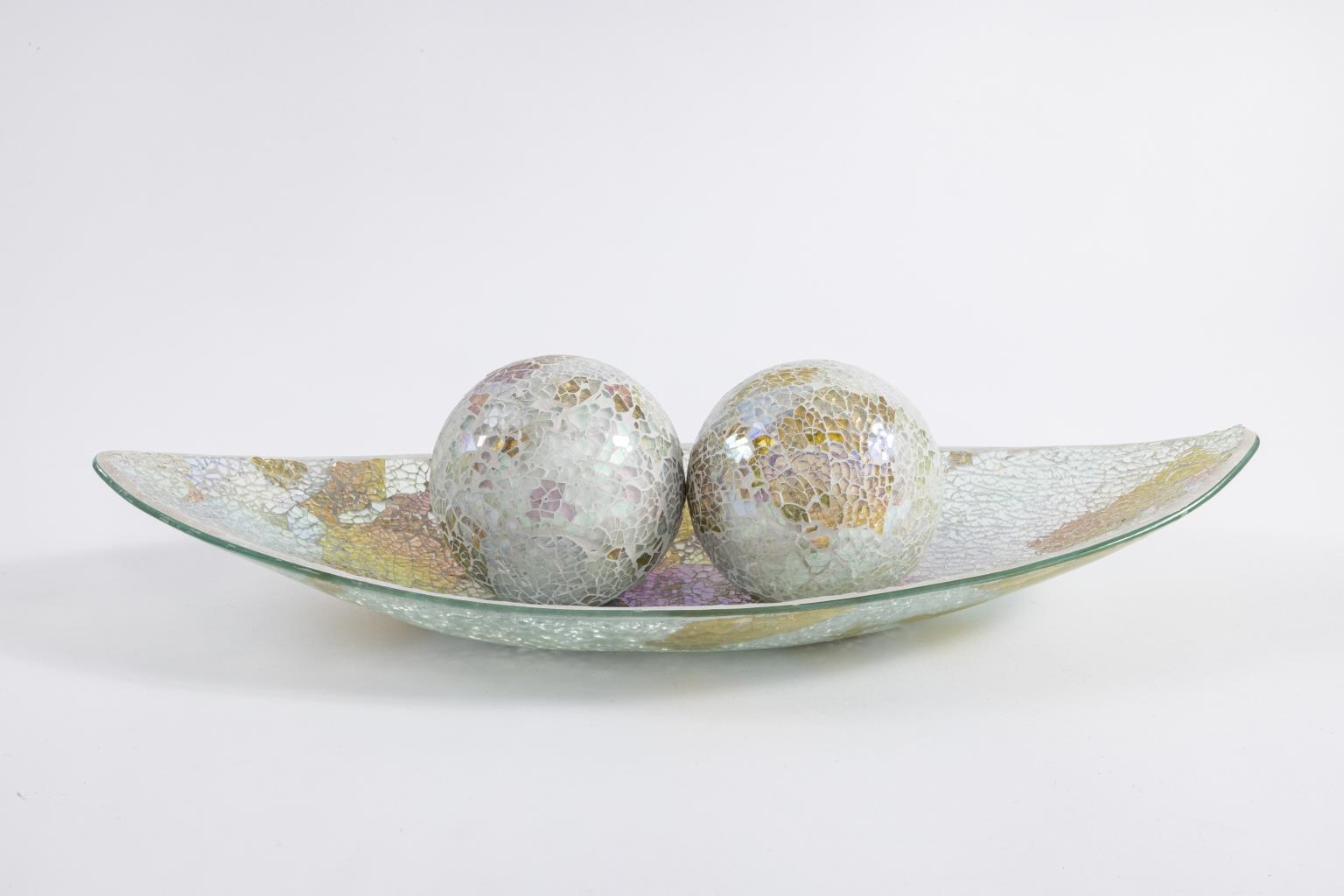 590 DECORATIVE TRAY WITH 2PC 4” ORBS BALLS SPHERE	